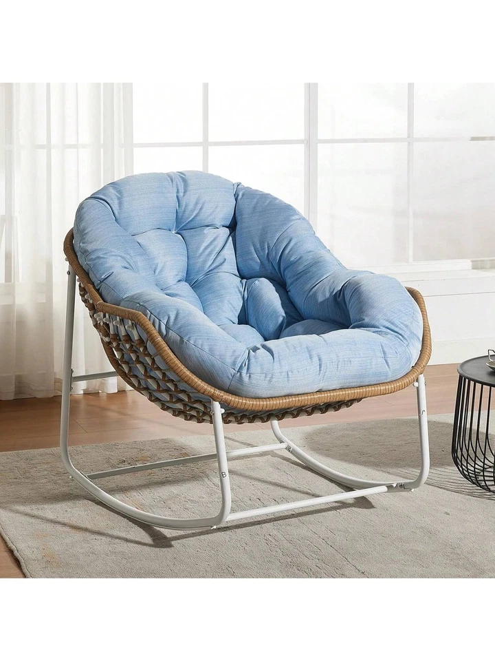 Mecedora Papasan de ratán de gran tamaño con cojín huevo interior exterior Foto 1 de 4