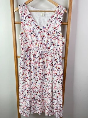 Vestido Vaina Cynthia Rowley Para Mujer 14 Blanco Floral Sin Mangas Cuello en V Midi Forrado Foto 1 de 4