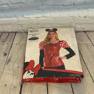 Disney Minnie Mouse Camicia Costume Halloween Donna Paillettes Taglia:S/M - Foto 1 di 3