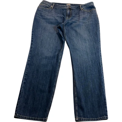 J. Jill Women's Size 16 Petite Straight Cut Solid Blue Denim Jeans 100% Cotton - Image 1 of 4
