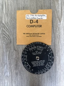 ORDENADOR VINTAGE NAVEGACIÓN AÉREA, TIEMPO Y DISTANCIA TIPO D-4A HECHO EN EE. UU. - Imagen 1 de 3