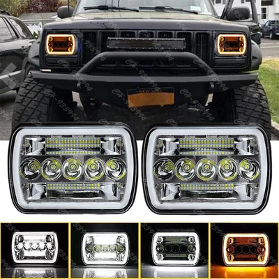 PAIR For Jeep Cherokee XJ 1984-2001 5x7" 7x6" Led Headlights for Wrangler YJ H4 - Image 1 of 4