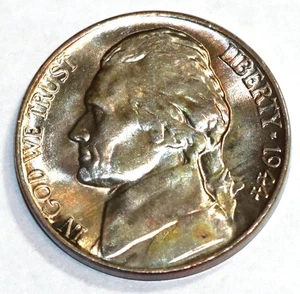 1944-P Jefferson Silver War Nickel BU GEM Brilliant Uncirculated US Coin - Picture 1 of 2