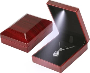 Joyería de Madera Collar Colgante Caja de Regalo con Luz LED, Pequeño Terciopelo Estilo 5 - Imagen 1 de 2