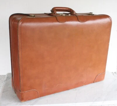 Maleta grande vintage de cuero de Nueva York Crouch & Fitzgerald Foto 1 de 4