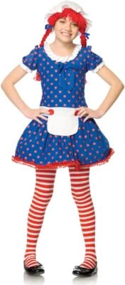 Muñeca de Trapo Raggedy Ann Azul Lunares Lindo Disfraz Elegante Halloween Niño Foto 1 de 2