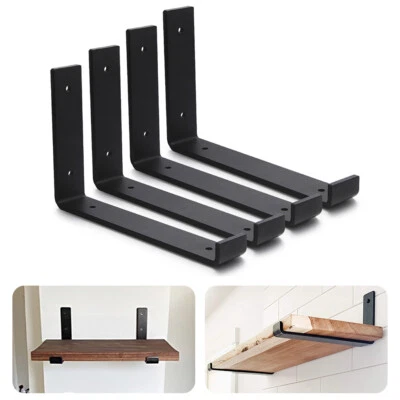 4 Heavy Duty Black Iron 6" x 9" Countertop Support Brackets Mantel Shelf L Corbe - Image 1 of 4
