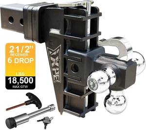 Adjustable Trailer Hitch Fits 2.5-Inch Receiver, Heavy Duty Tow Hitches (18500 L - Picture 1 of 7