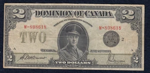 1923 Dominion of Canada $2 Bank Note - Black Seal - M-808618 - Bild 1 von 2