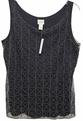 Camiseta sin mangas Chicos negra sin mangas con cuentas fiesta cuello redondo talla 0 (4)-NUEVA CON ETIQUETAS Foto 1 de 4