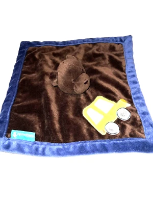 Tiddliwinks Teddy Bear Security Blanket Car Bus Truck Baby Brown Navy Lovey - Image 1 of 4