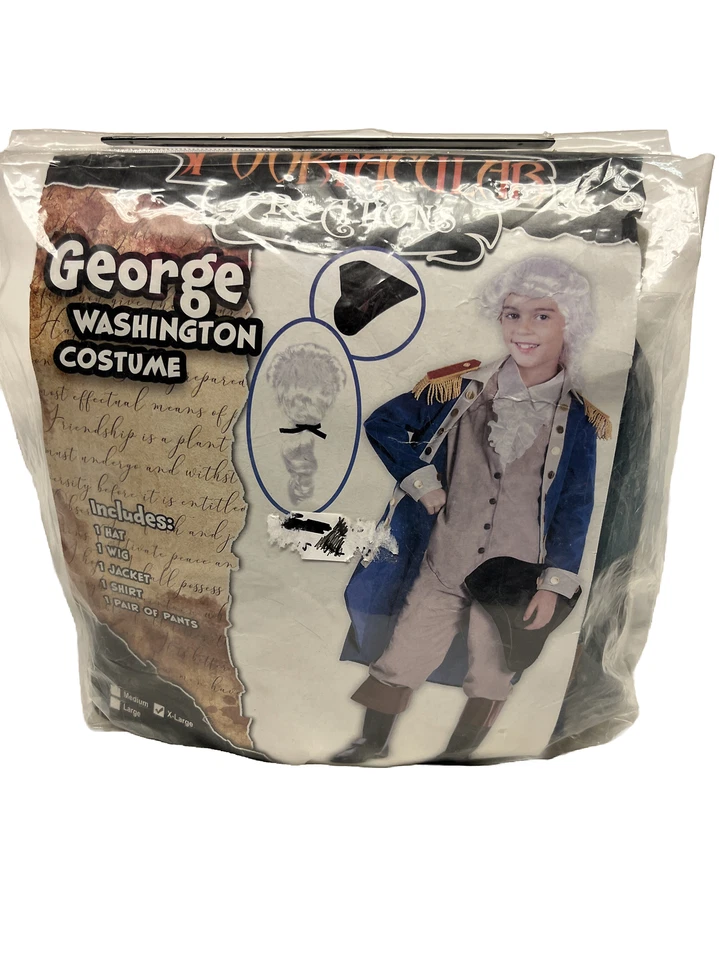 Novo Fantasia Infantil George Washington Colonial Halloween Deluxe Tamanho XL 31” Cintura - Imagem 1 de 4
