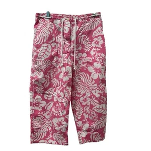Lauren Ralph Lauren Size 10P Petite Capri Crop Pants Pink White Hawaiian Floral - Picture 1 of 8