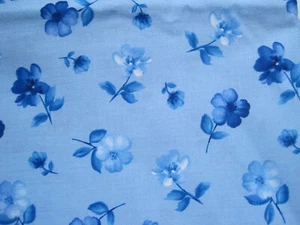 Timeless Treasures 1 yard blue floral "Fleur" - Picture 1 of 2