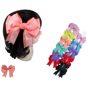 6 pcs Baby Girl Large Hair Bow Alligator Clip Boutique Grosgrain Ribbon 6" Lot - Picture 1 of 4