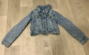 Cherokee Girls 6-6x Jean Jacket Color Light Blue with White Polka Dots - Picture 1 of 3