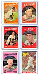 1959 Topps Baseball -lot of 6 #44 230 413 434 451 465 Washington Senators! - Picture 1 of 8