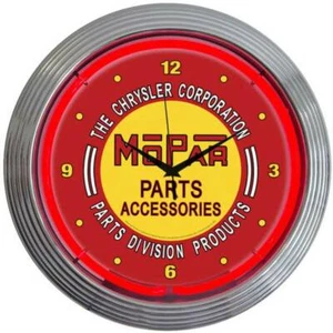 Mopar Parts Classic Logo Red Neon Wall Clock 15" Diameter 8MPRED Neonetics - Picture 1 of 4