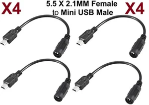 🌟X4🌟 DC 5.5MM X 2.1MM Female Adapter to MINI USB Plug Male Cable 15CM 🌟X4🌟 - Picture 1 of 7