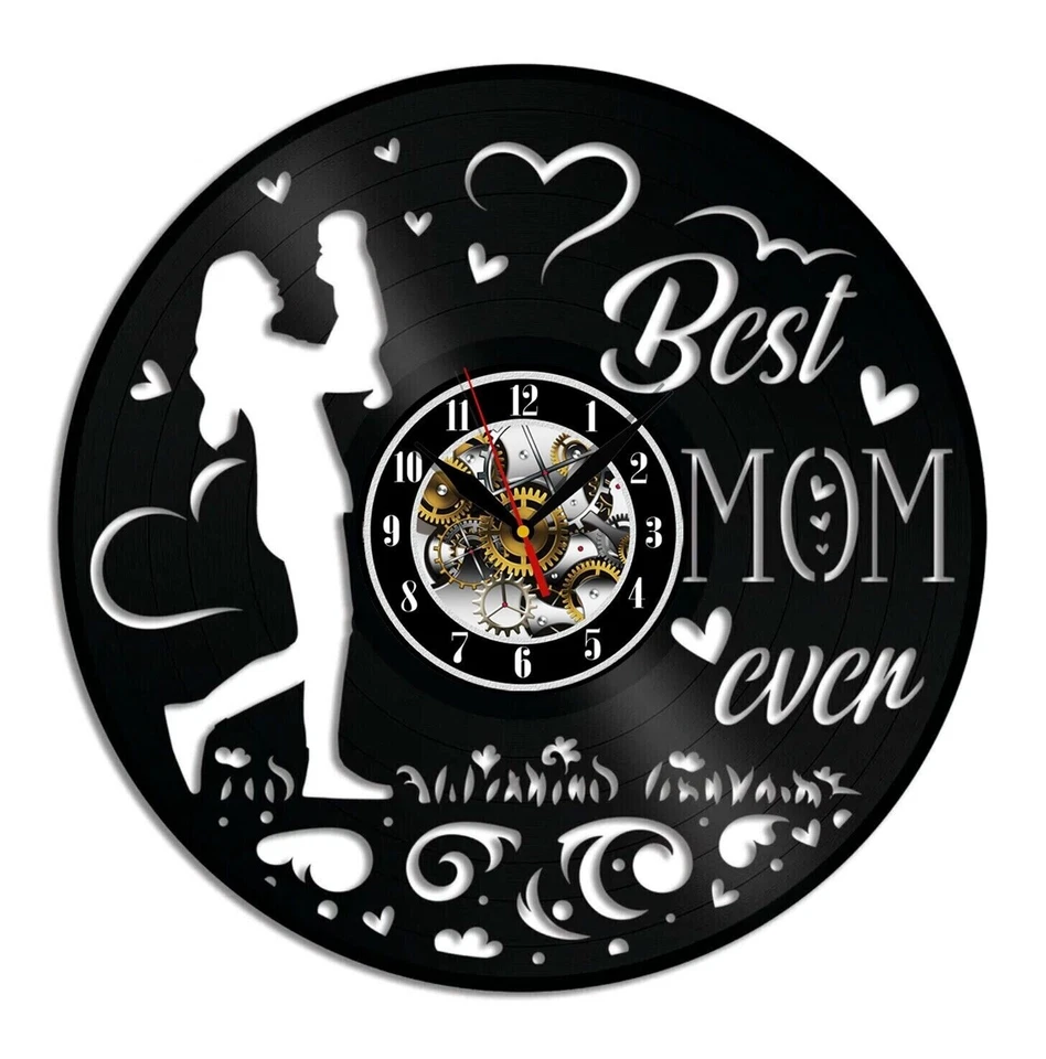 Beste Mutter aller Zeiten Vinyl Wanduhr Wohndeko Kunst Design Bestes Geschenk... - Bild 1 von 3