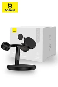 BASEUS 3 in 1 Magnetic Magsafe Wireless Charge Dock Watch Airpods iPhone 16 15 - Picture 1 of 8