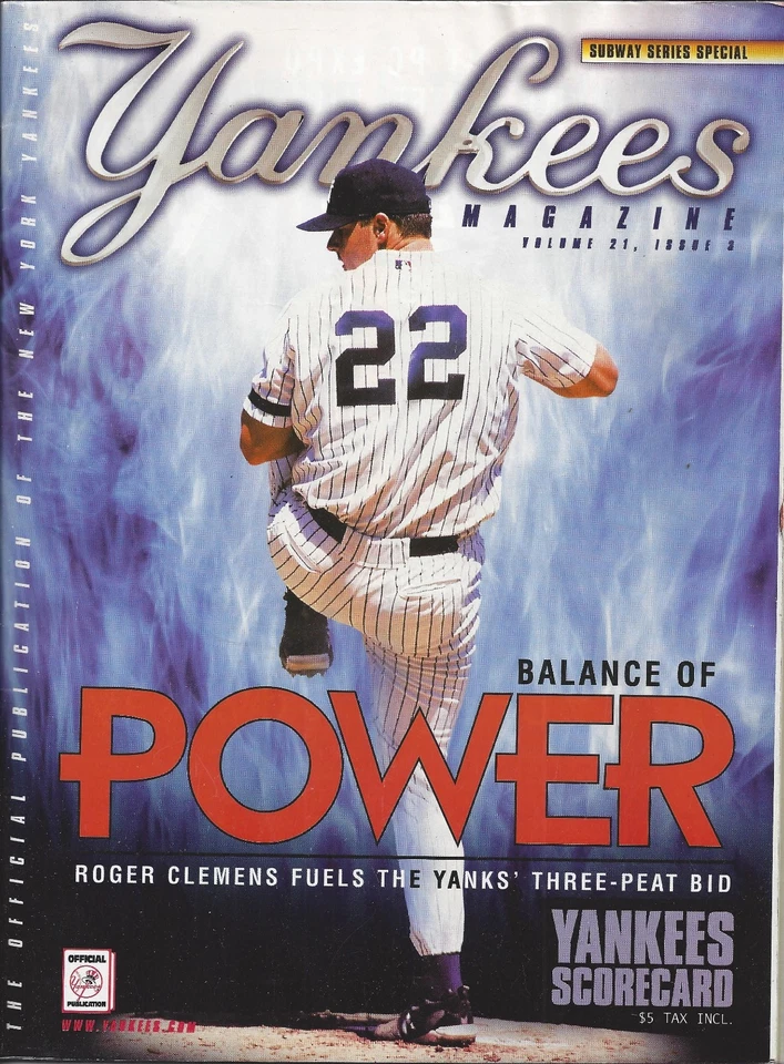 Revista Roger Clemens 2000 New York Yankees con póster extraíble de Mendoza Foto 1 de 1