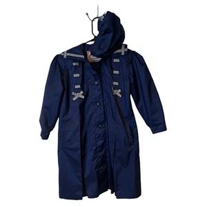 F W Fischer Girls Raincoat & Hat Size 6X Sailor Collar Ribbon Accent Pockets - Picture 1 of 13