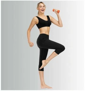 Damen-Leggings hohe Taille Yoga Training dehnbar Hose US-Größe – schwarz - Bild 1 von 4
