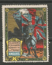 France/WWI English Foreign Volunteers DELANDRE poster stamp/label