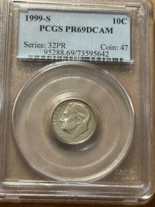 1999-S Roosevelt Dime PCGS PR69DCAM - Picture 1 of 2