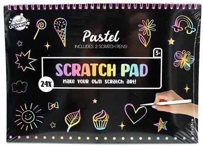 CRAFT UNIVERSE KratzBuch Magische Pastell Farben 24 Blatt Din A4 Scratch Book Kratz Bilder NEU