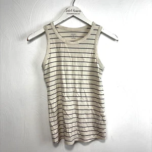 Camiseta sin mangas antigua azul marino a rayas blanca negra sin mangas informal suéter básico S - Imagen 1 de 5
