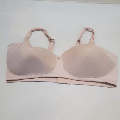 Vanity Fair Women Bra 40DD Beige Striped Full Coverage Comfort Wireless Bow - Image 1 of 4