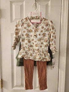 Little Lass Size 5 Girls 3 Piece Set With Long Sleeve Shirt, Skirt And Pants - Picture 1 of 5