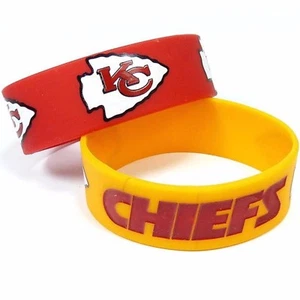 NFL Kansas City Chiefs Rubber Silicon Bracelet Wristband 2-Pack - Picture 1 of 3