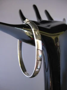 Vintage 950 Sterling Silver with Mother of Pearl Bracelet Bangle - Picture 1 of 10