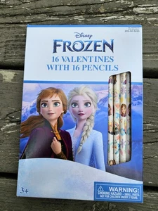 NEW 16 Disney Frozen Valentine's Day Cards with 16 #2 Graphite Pencils Elsa Anna - Picture 1 of 3