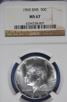1965 SMS NGC 50C MS67 KENNEDY HALF DOLLAR #B50347 - Image 1 of 2