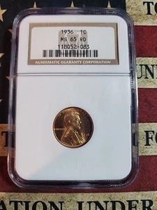 1936 1C NGC MS65RD Lincoln Wheat Cent - Picture 1 of 2