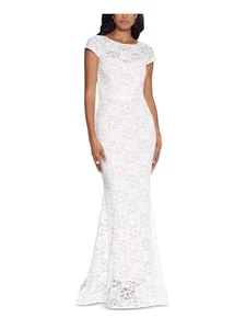 XSCAPE Womens Ivory Cap Sleeve Scoop Neck Full-Length Formal Mermaid Dress 8 - Picture 1 of 6