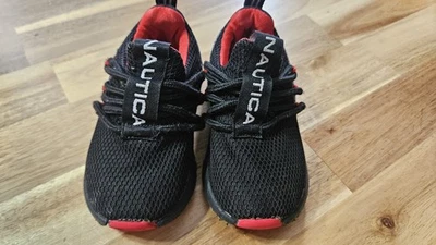 Nautica Toddler Boys Size 5 Mesh Sneakers Shoes Boat Shoes Black Red Slip-On - Image 1 of 4