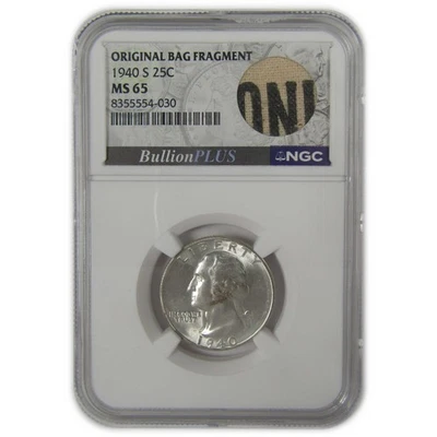 1940 S Washington Quarter MS 65 NGC Original Bag Fragment SKU:I22604 - Image 1 of 4
