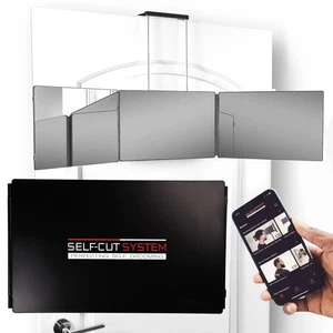 3 Way Barber Mirror with Height Adjustable Hooks, 360 Trifold Self Cut Mirror... - Bild 1 von 7