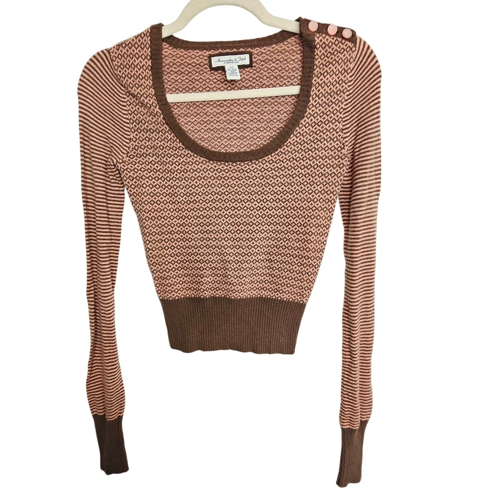 复古 Y2K Abercrombie & Fitch 女式羊绒作物毛衣羊毛安哥拉 XS 码 — 第 1/4 张图片