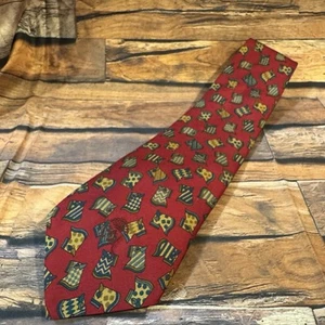 Gräfin Mara Krawatte rot Mittelalter Pferdemuster gesticktes Logo 57" Seidenkrawatte - Bild 1 von 5