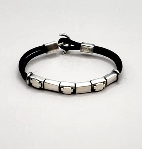 Harley Davidson Damen Leder Bar & Shield Sterling Silber 925 Haken Armband - Bild 1 von 8