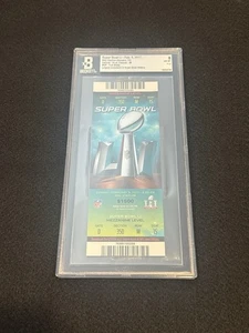 TOM BRADY SUPER BOWL 51 2017 FULL TICKET LARGEST COMEBACK BECKETT NM-MINT8 POP 1 - Picture 1 of 4