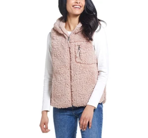 Weatherproof Vintage Women's Sherpa Fleece Vest Blush Pink, Hooded, Zip Front XL - Picture 1 of 9