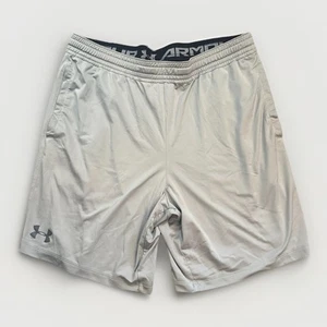 Men's Under Armour Gray Black Athletic Fitted Shorts Size XL - Picture 1 of 5