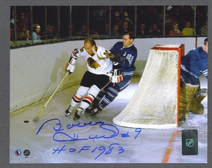 Foto firmada de Bobby Hull por los Chicago Blackhawks #9 Hof 1983 vs Leafs - Imagen 1 de 1